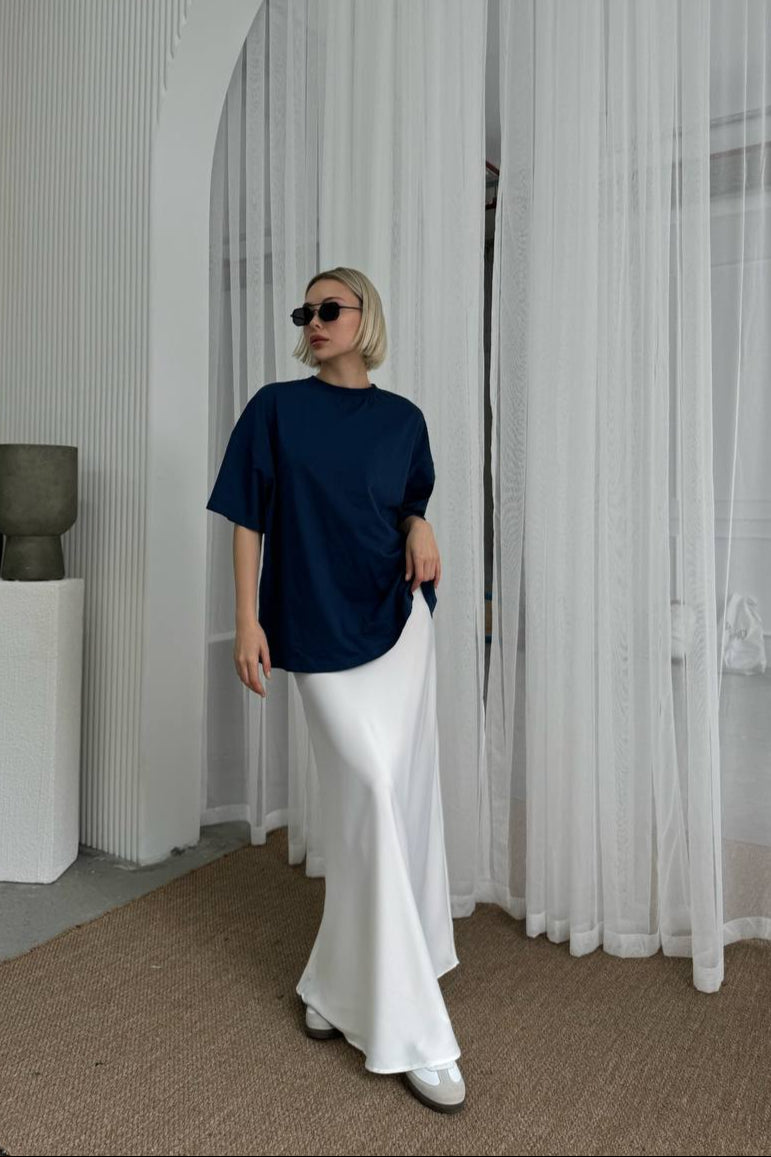 Satin Skirt- White