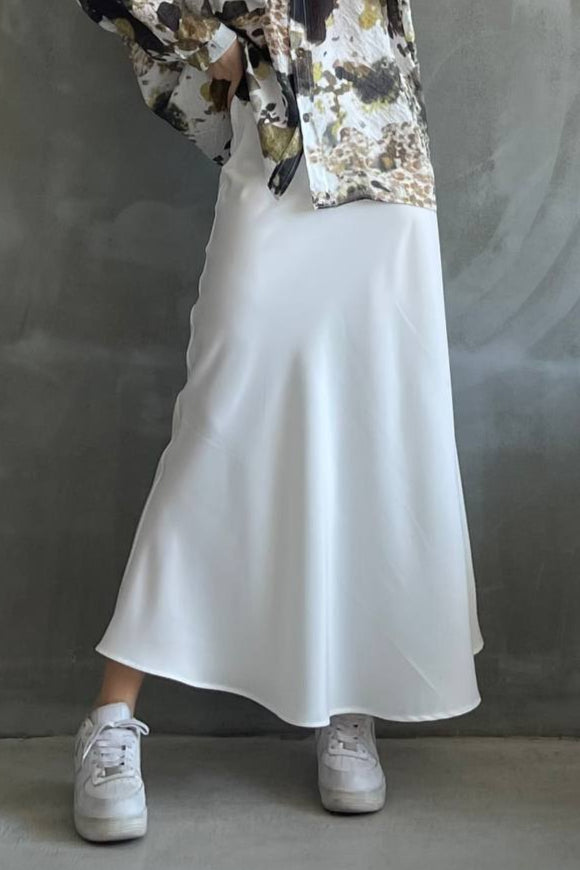 Satin Skirt- White