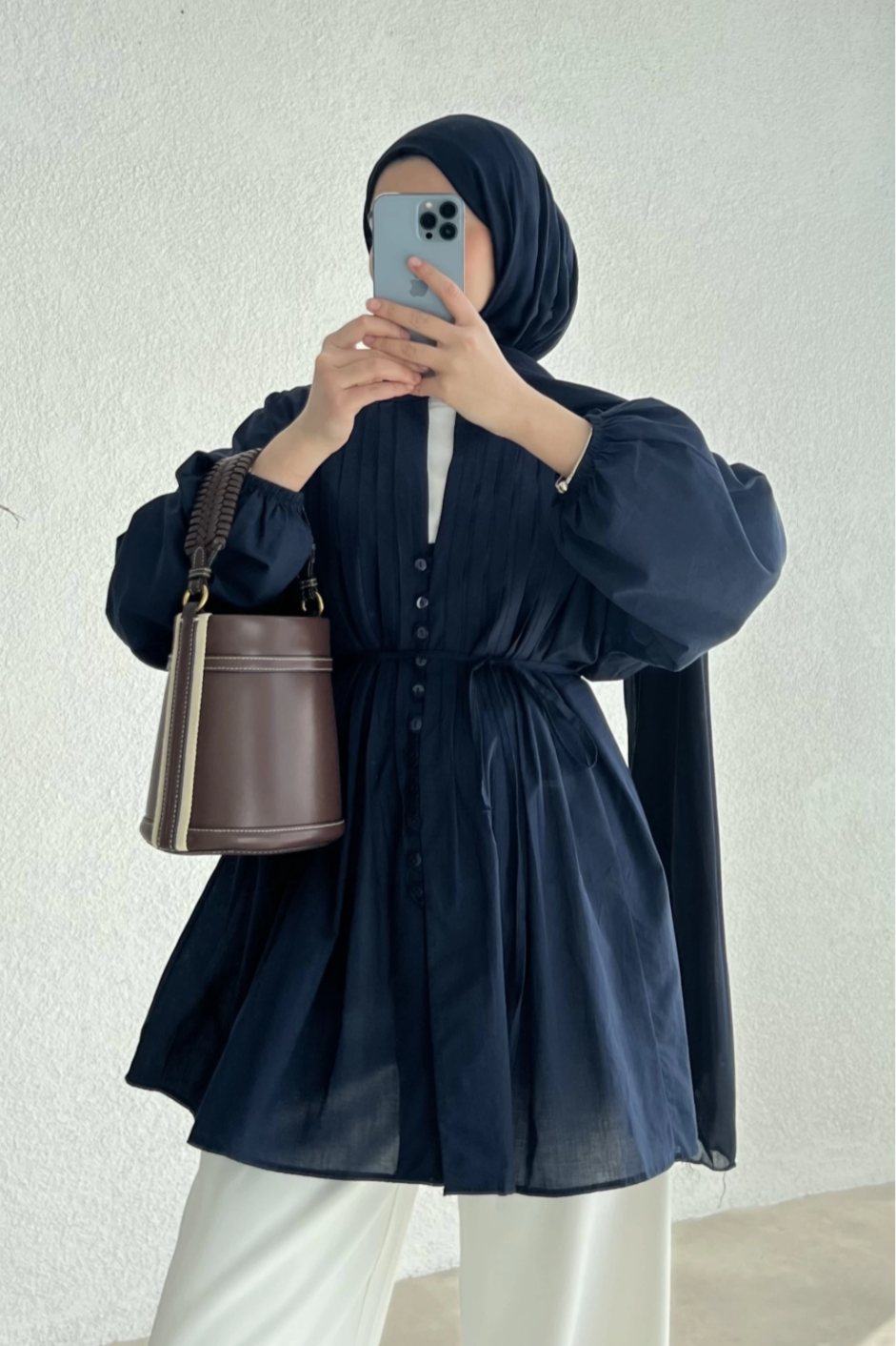Light Weight Cotton Shirt-Navy Blue