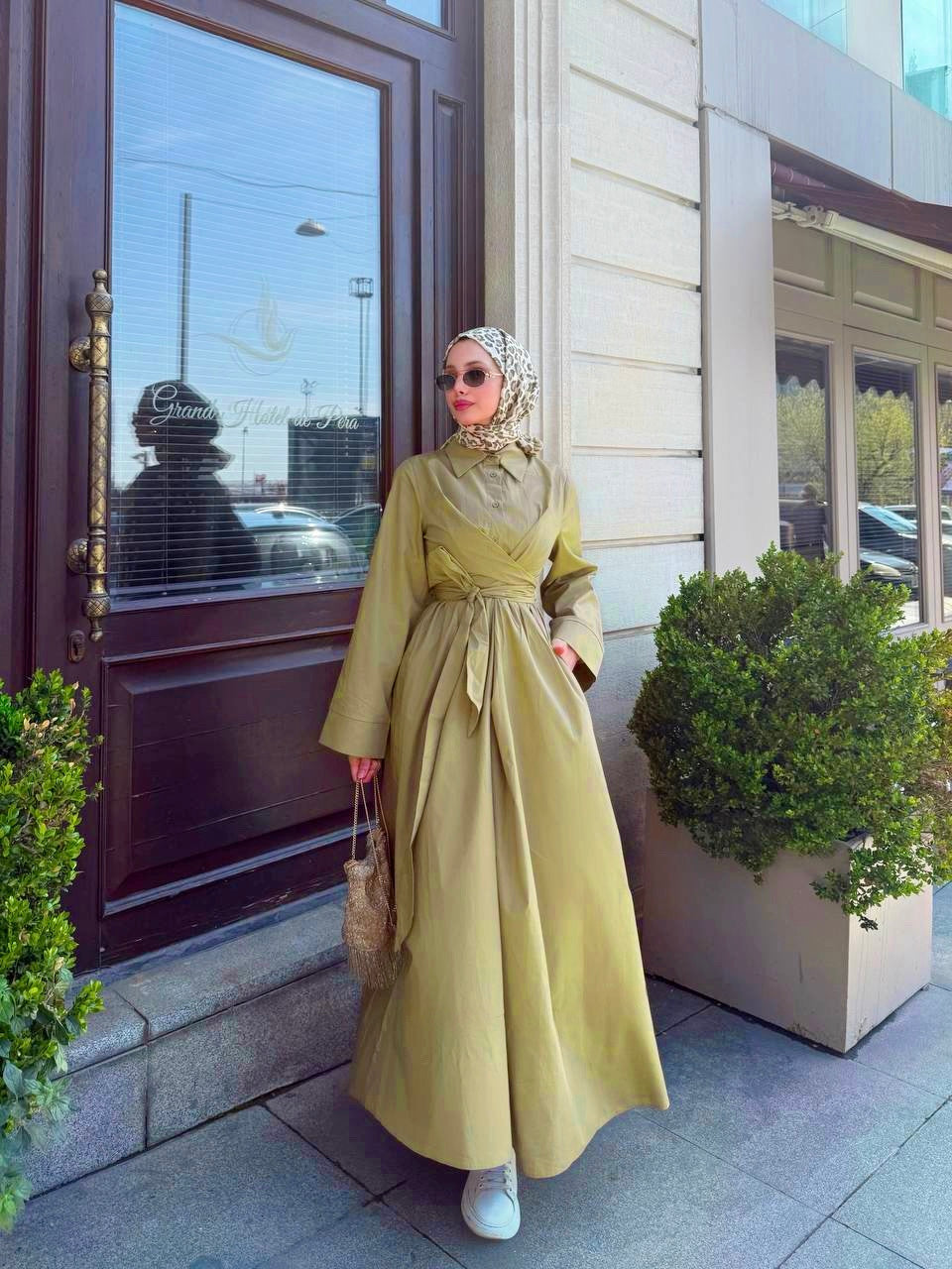 Tie Waist Dress- Greenish Yellow