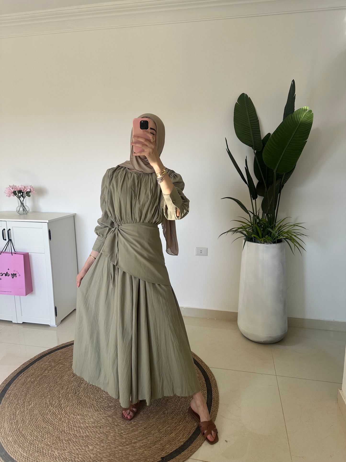 Maxi Dress With OverSkirt- Green