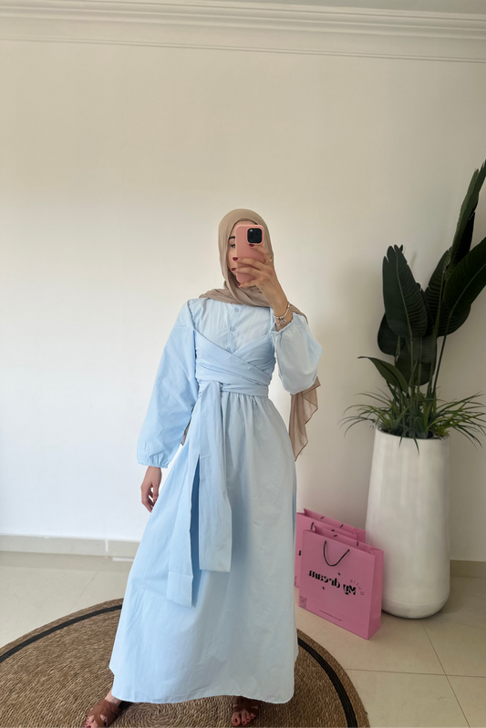 Tie Waist Dress- Blue