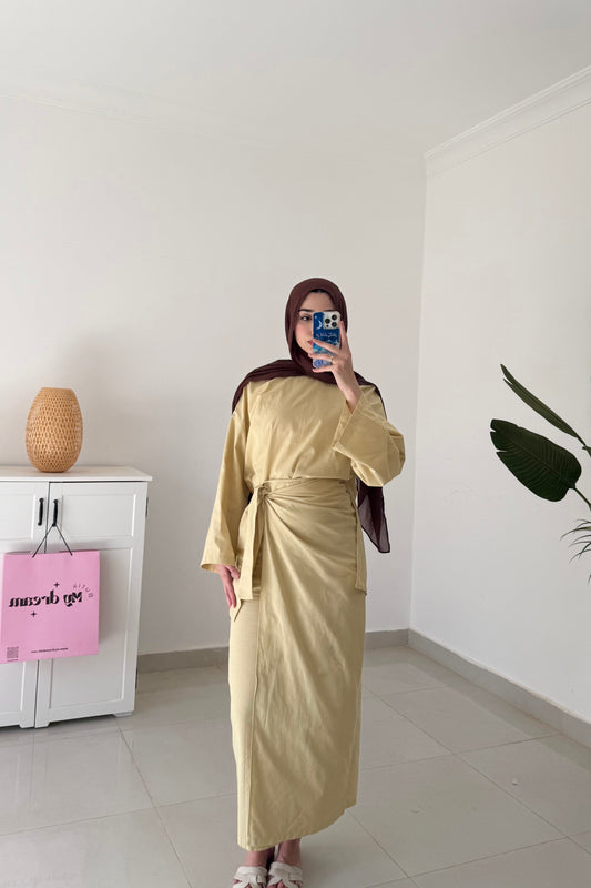 Wrap Skirt Set- Yellowish Green