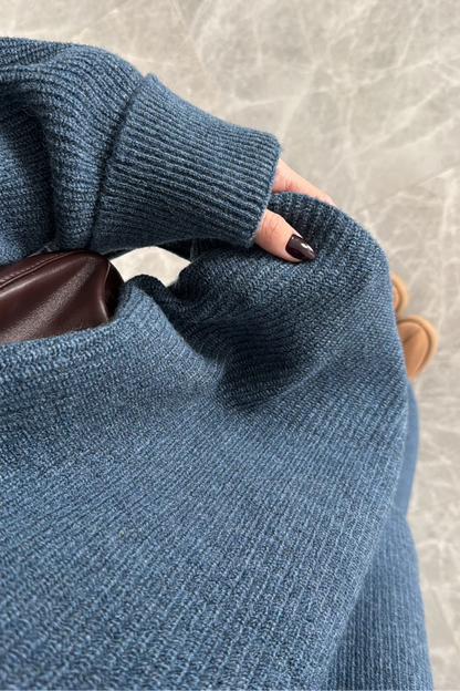 Oversized Knitted Sweater Set- Blue