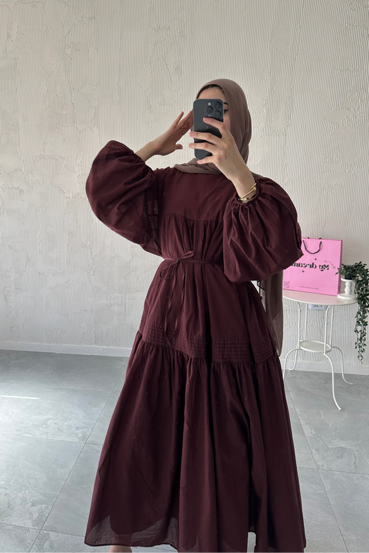Volume Summer Dress- Burgundy