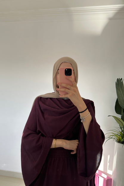 Scarf Top With Skirt-Burgundy
