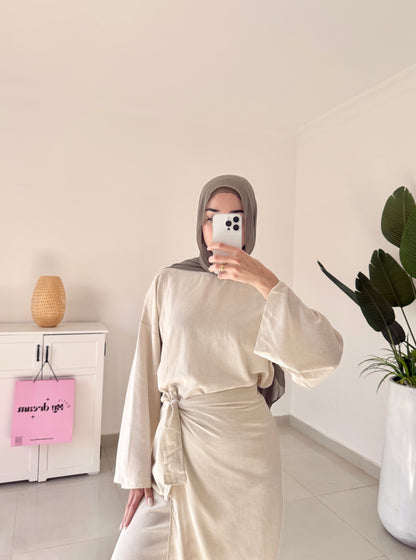 Wrap Skirt Set- Beige