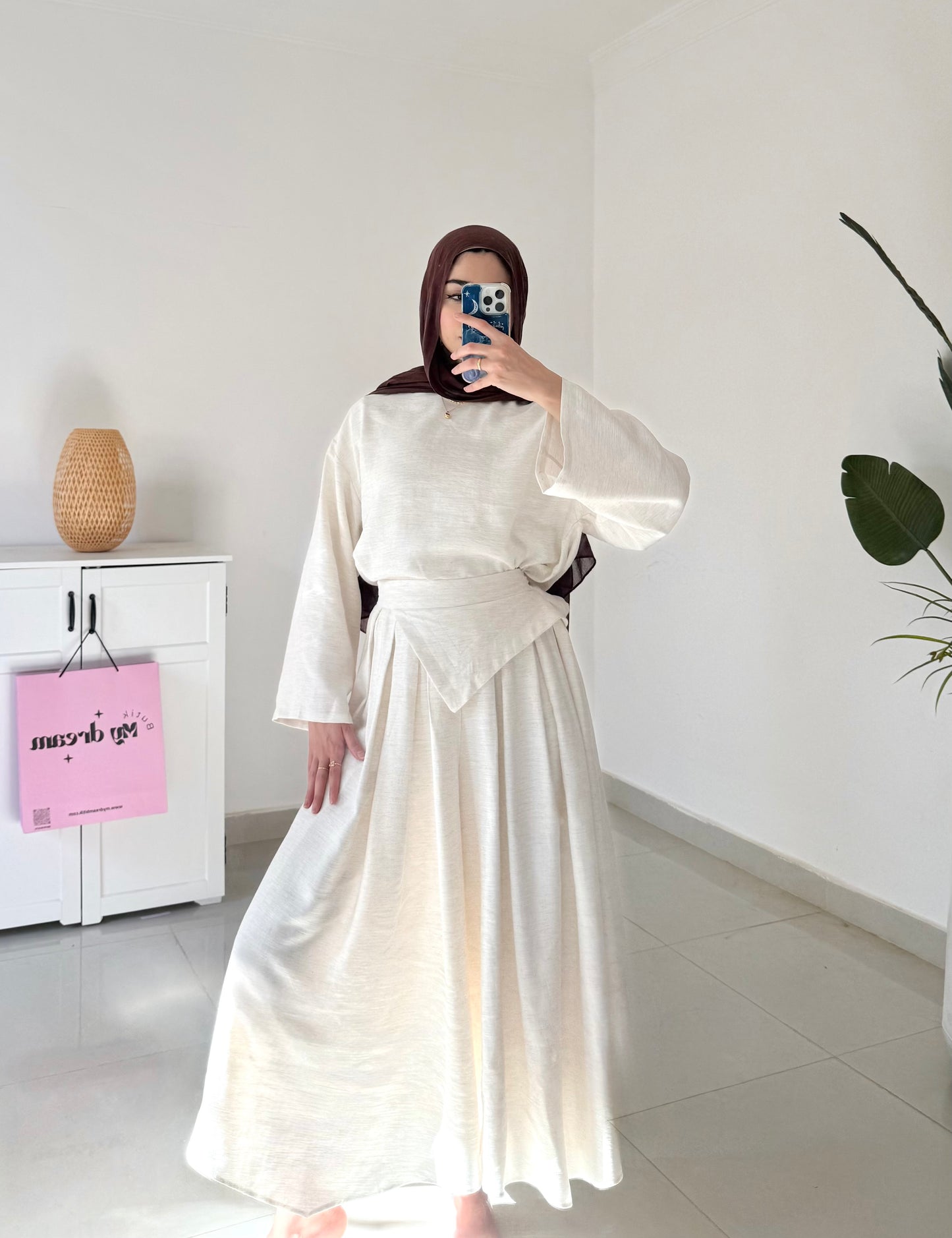 Linen Wide Leg Set-Beige