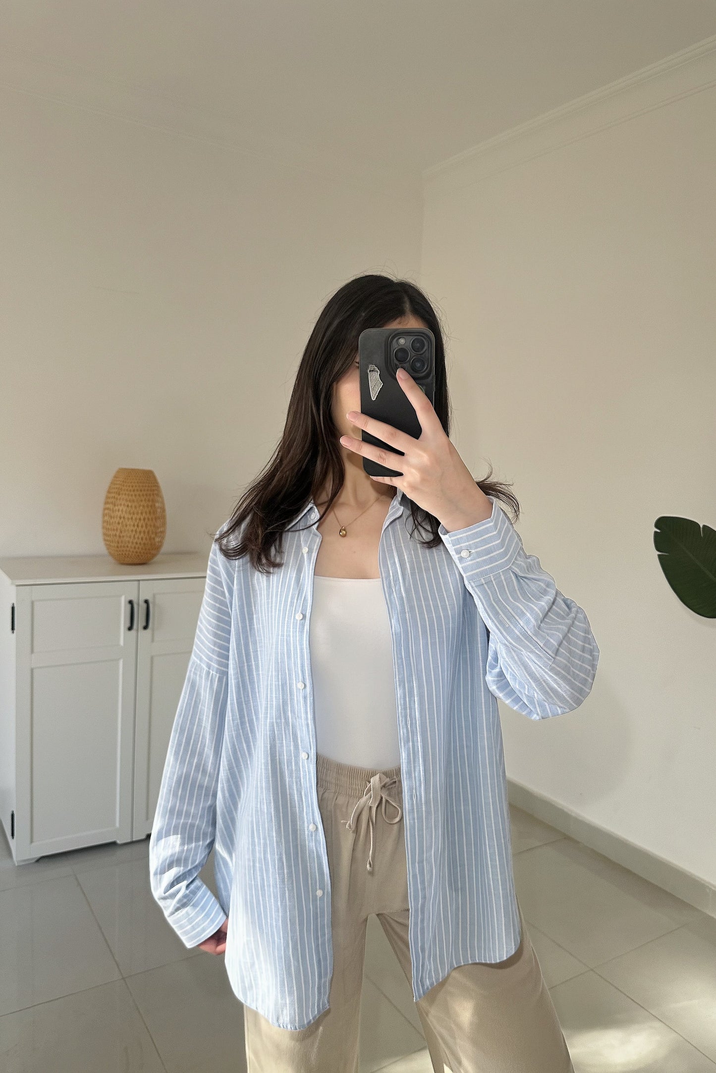 Linen Striped Shirt- Blue