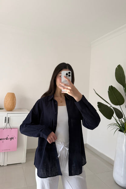 Linen Shirt- Navy Blue
