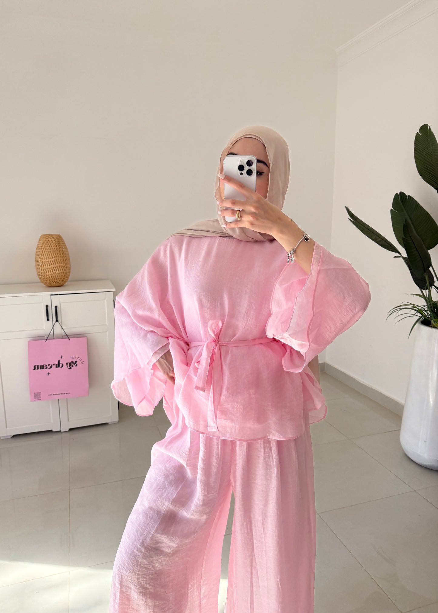 Reem Pants Set- Pink