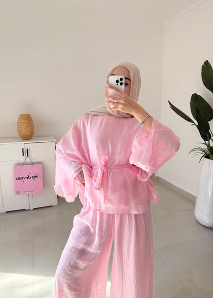 Reem Pants Set- Pink