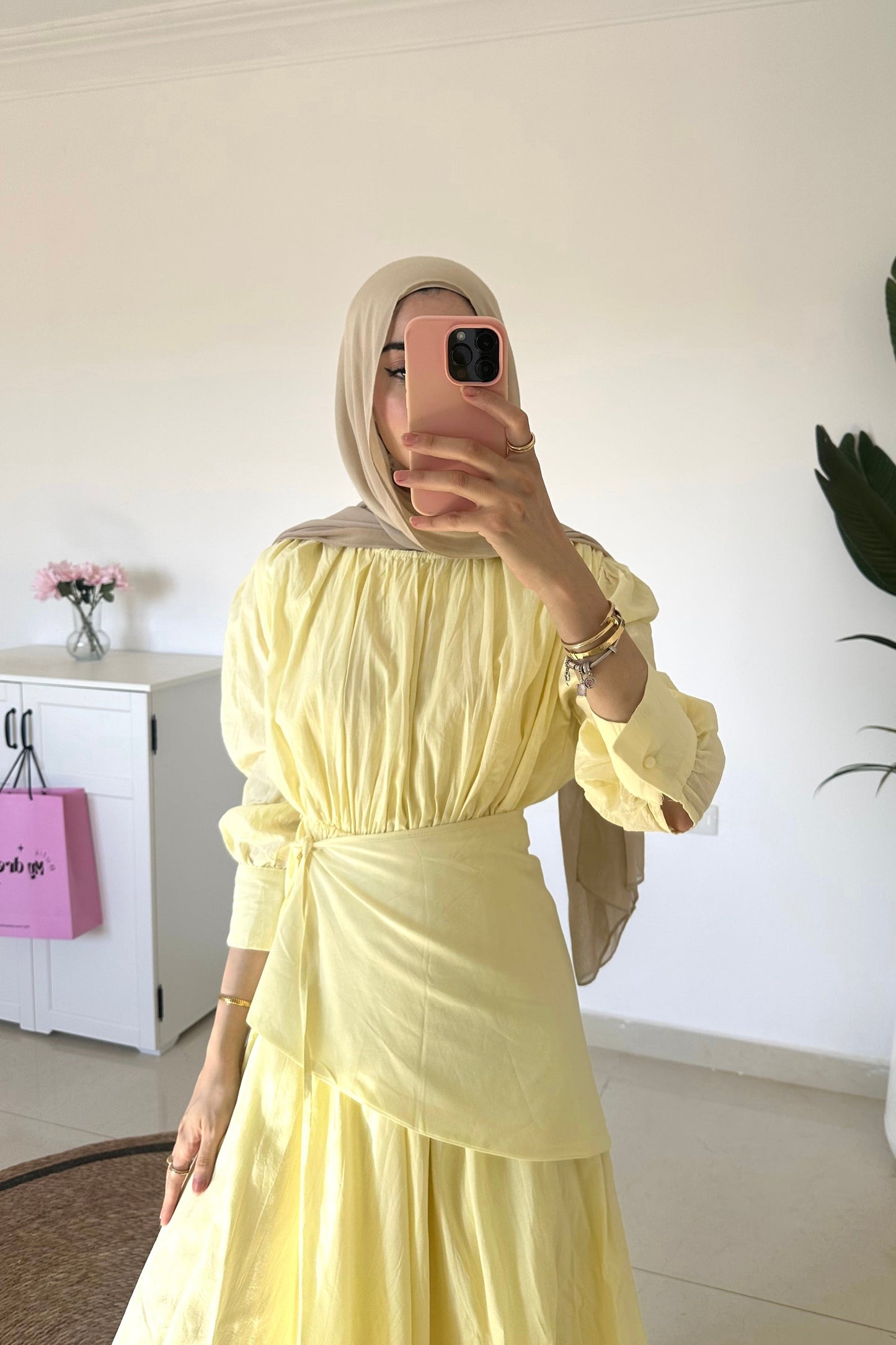 Maxi Dress With Overskirt- Yellow