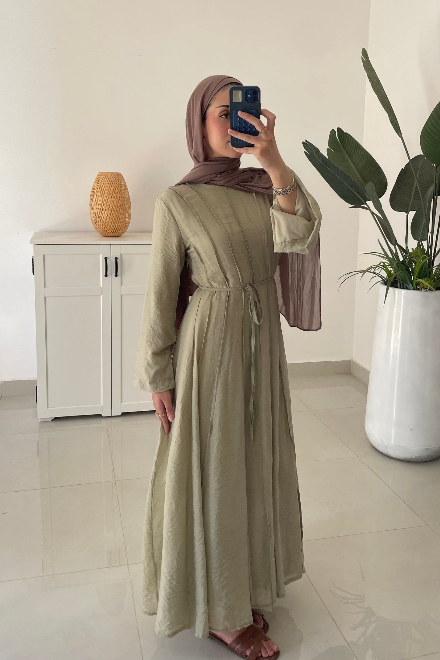 Belted Summer Dress- Green