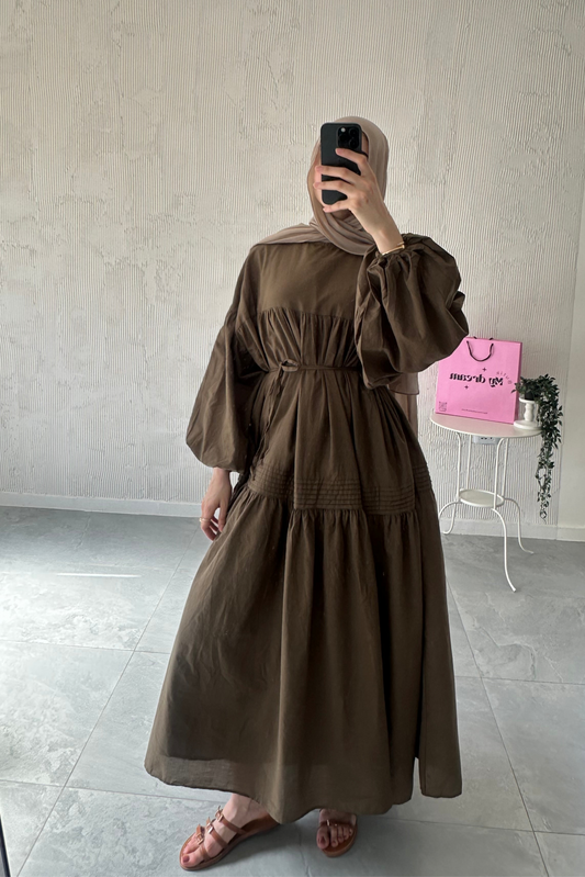 Volume Summer Dress- Army Green