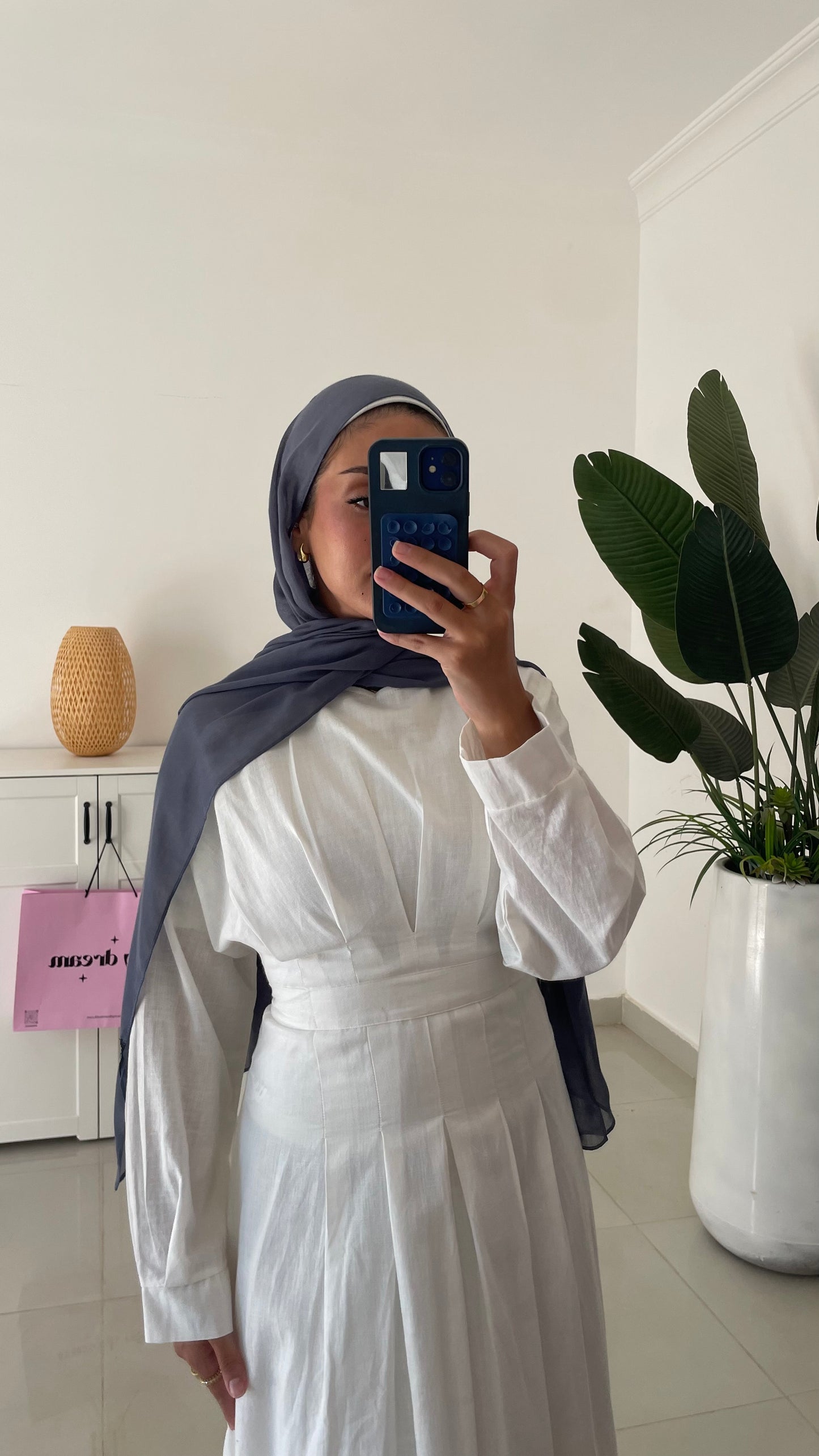 Wasted Linen Dress- White
