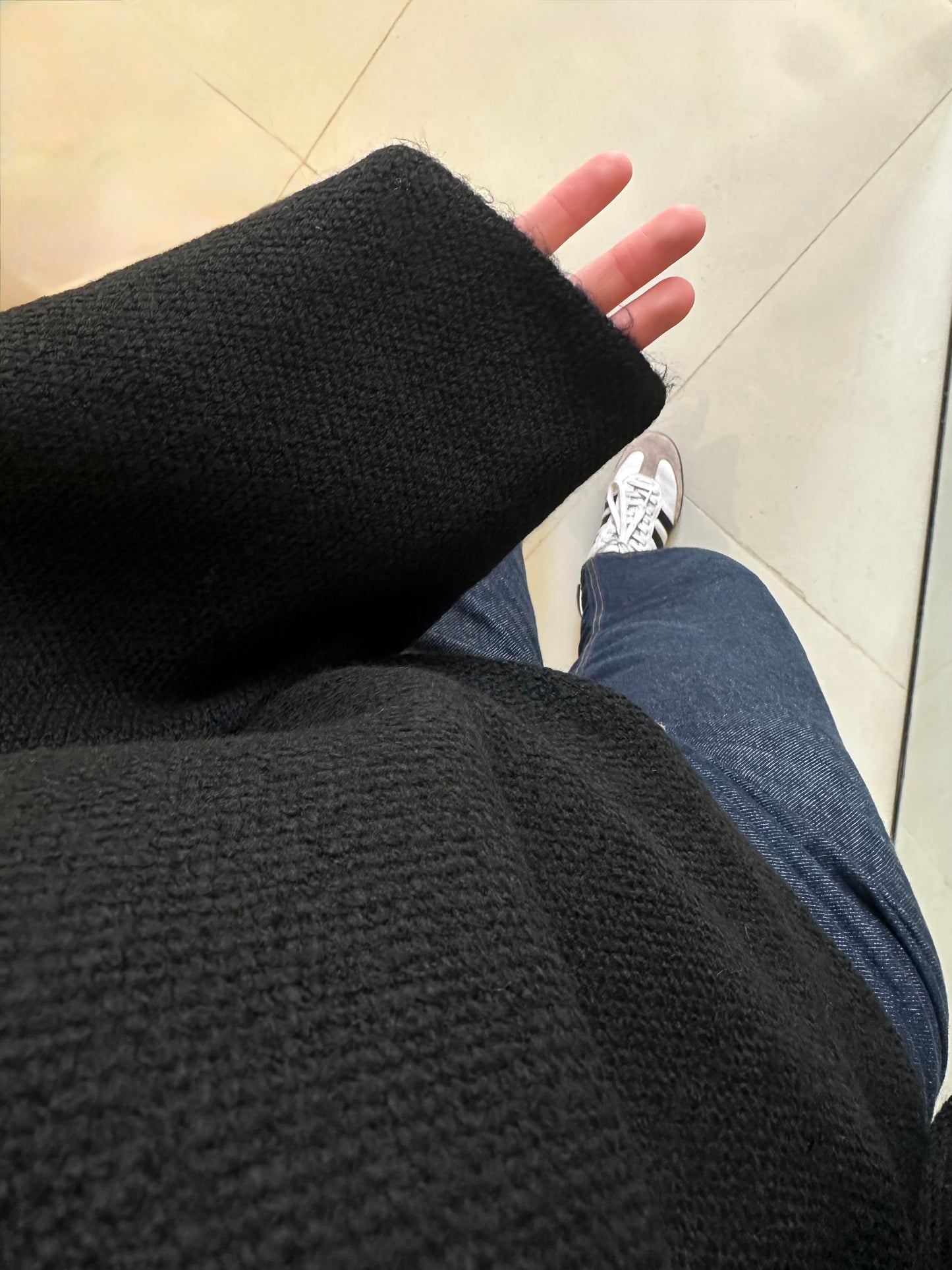 Batwing Sleeve Oversized Sweater- Black