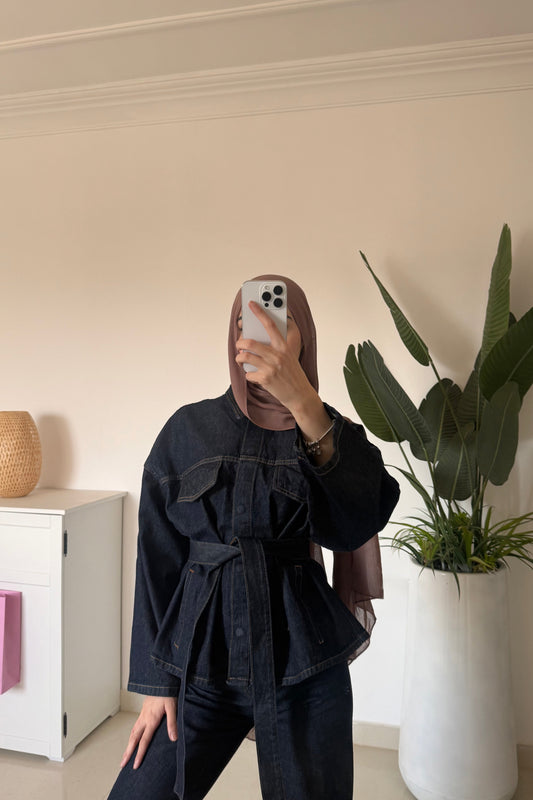 Denim Pants Set- Navy