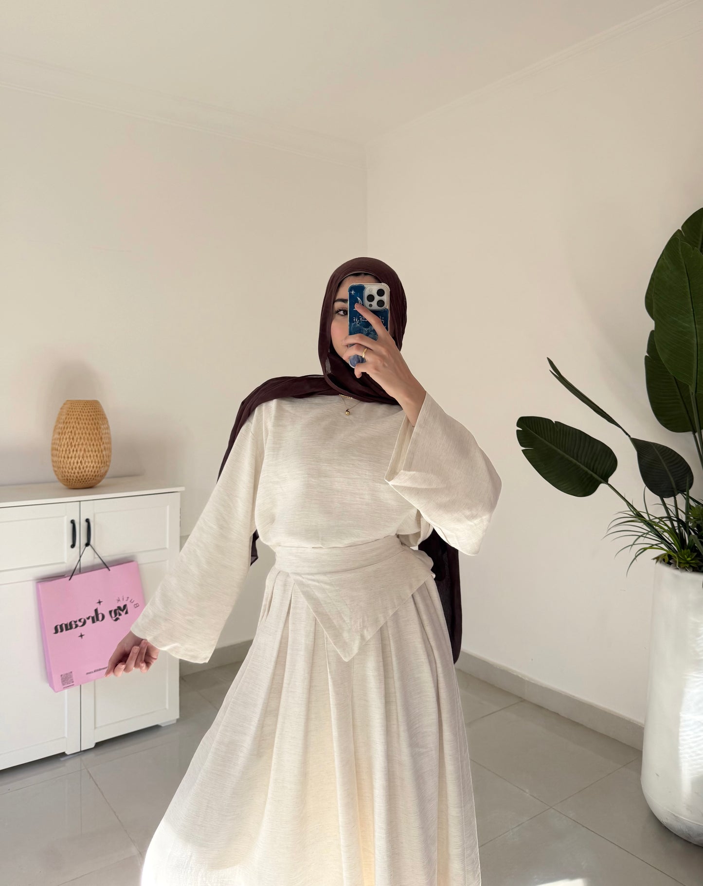 Linen Wide Leg Set-Beige