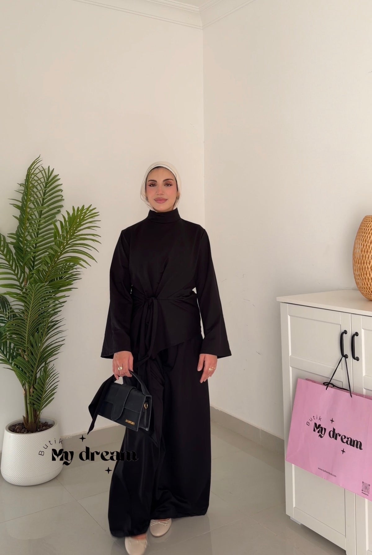 Tie Waist Set-Black