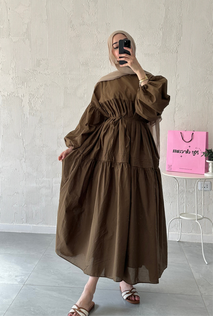 Volume Summer Dress- Brown