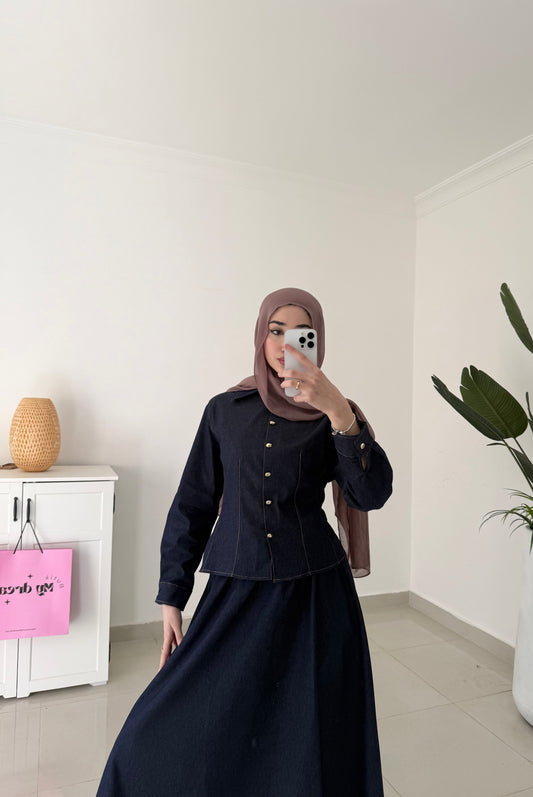 Skirt Denim Set- Navy Blue