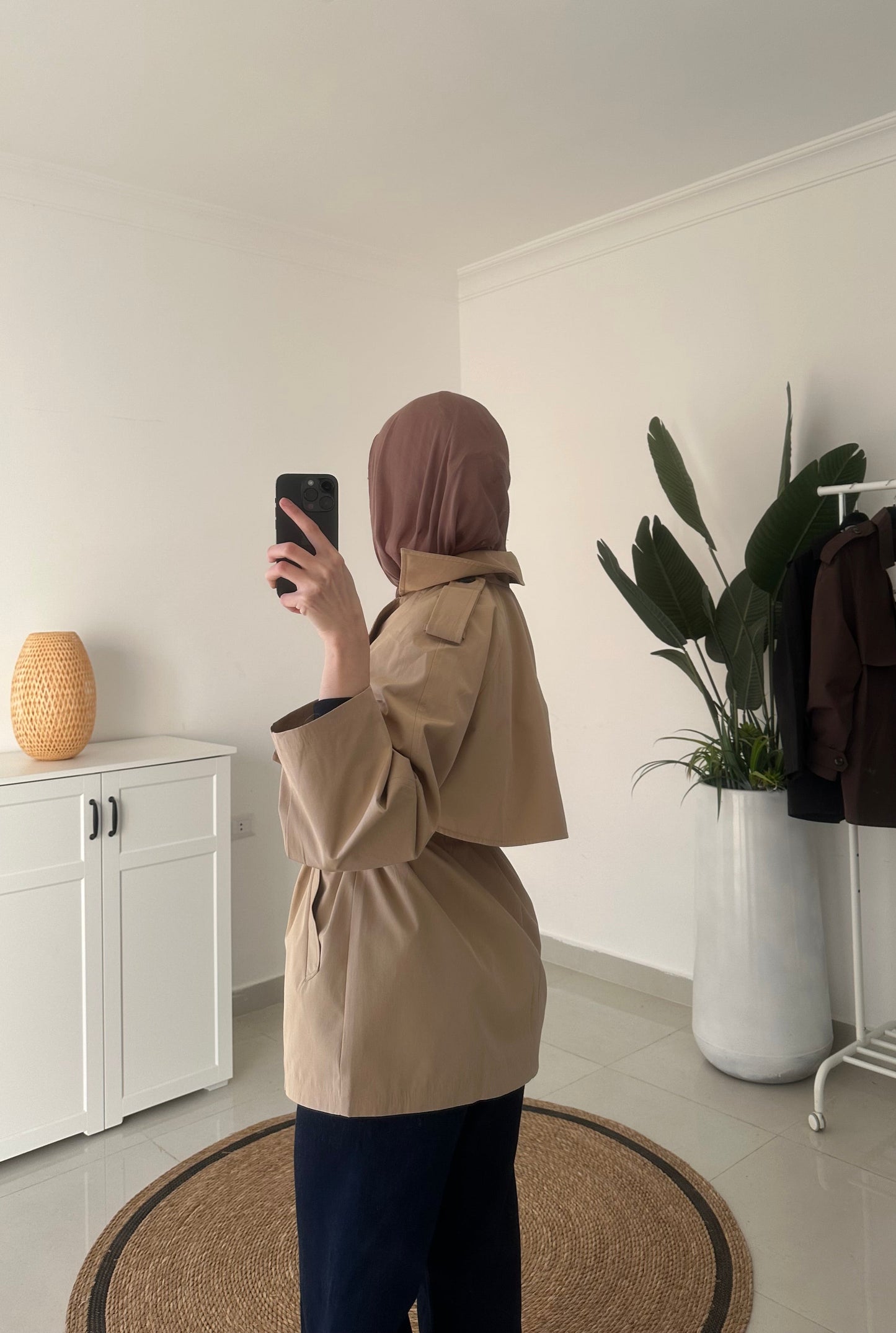 Mid Length Trench Coat- Khaki