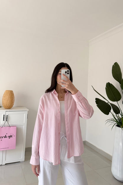 Linen Shirt-Pink