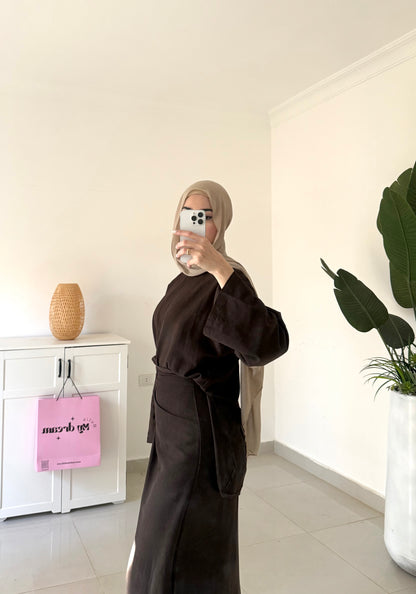 Wrap Skirt Set- Brown