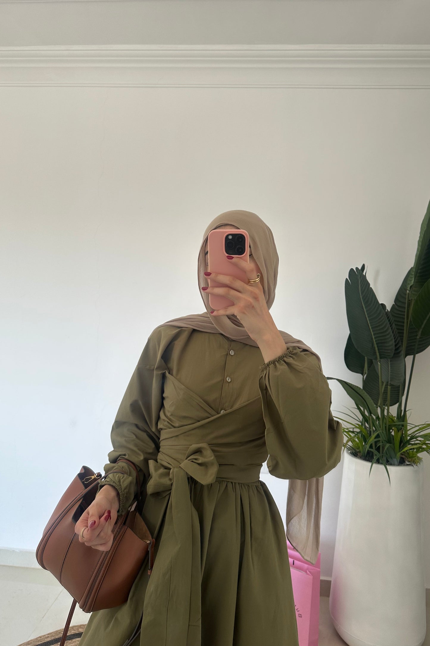 Tie Waist Dress- Army Green