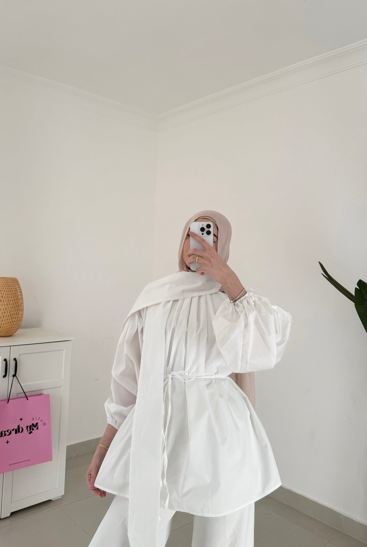 Poplin Sleeve Top- White