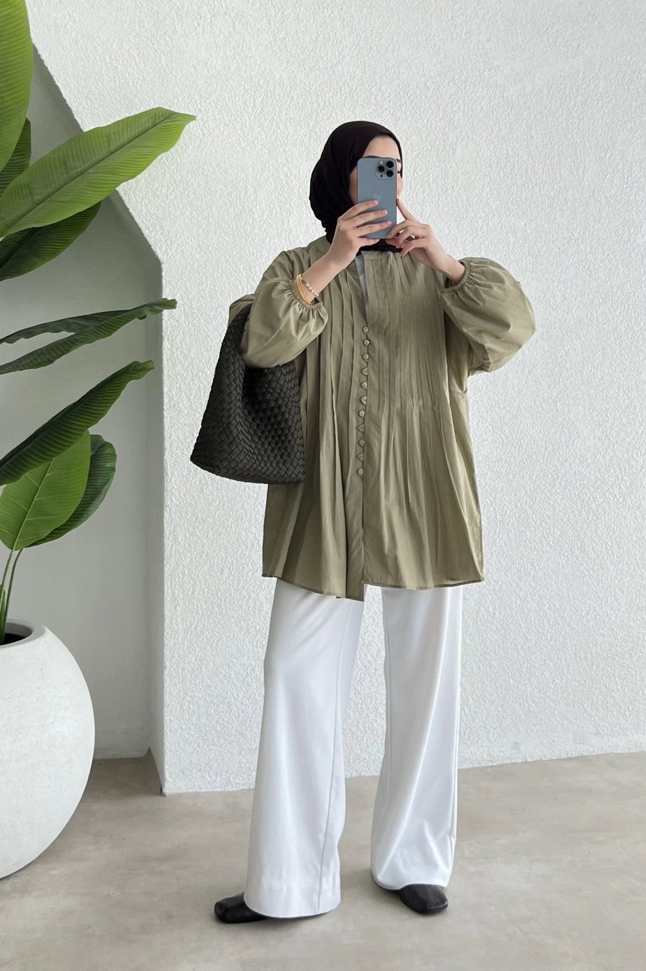 Light Weight Cotton Shirt- Green