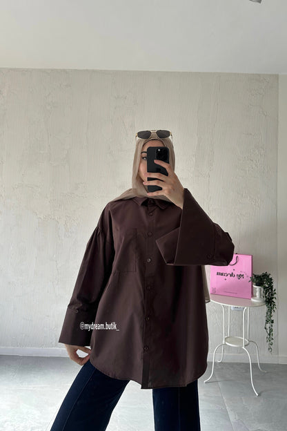 Oversized Shirt-Brown