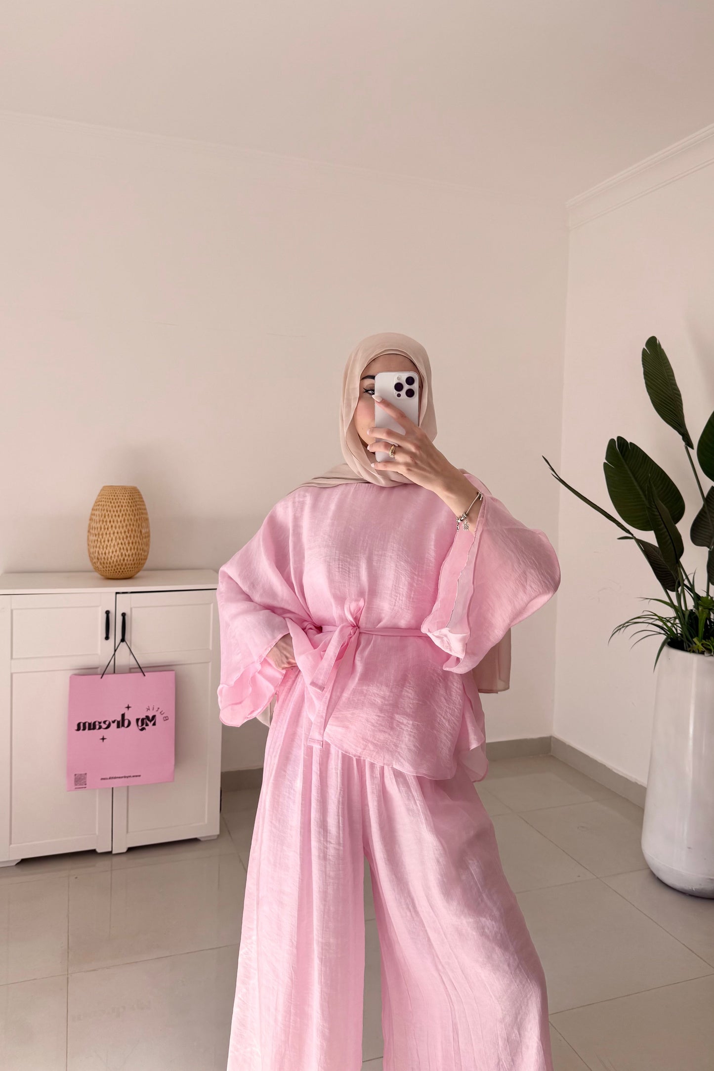 Reem Pants Set- Pink