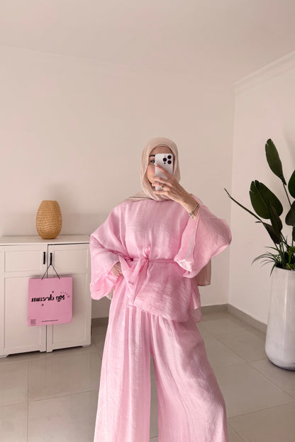 Reem Pants Set- Pink