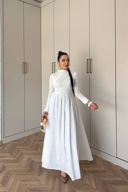Draped Dress- White
