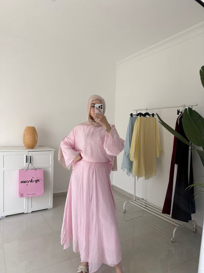 Layered Skirt Set- Pink