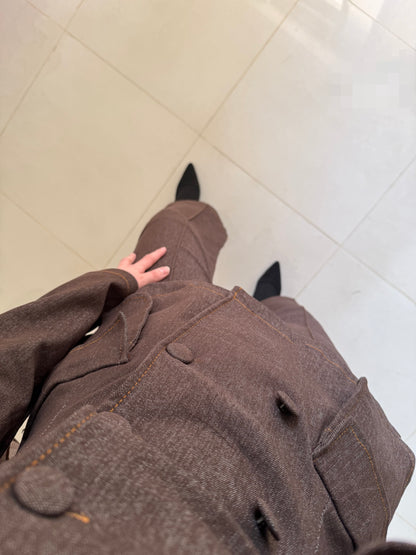 Waisted Denim Set- Brown