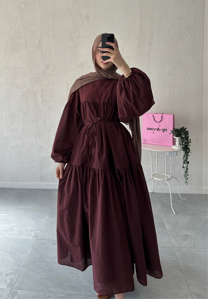 Volume Summer Dress- Burgundy