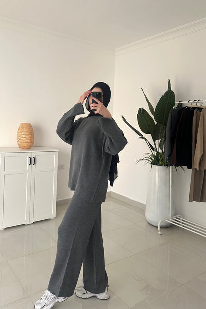 Oversized Triko Set- Gray