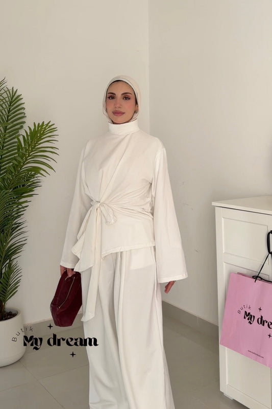 Tie Waist Set- Off White