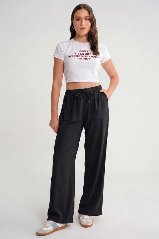 Cotton Linen Pants- Black