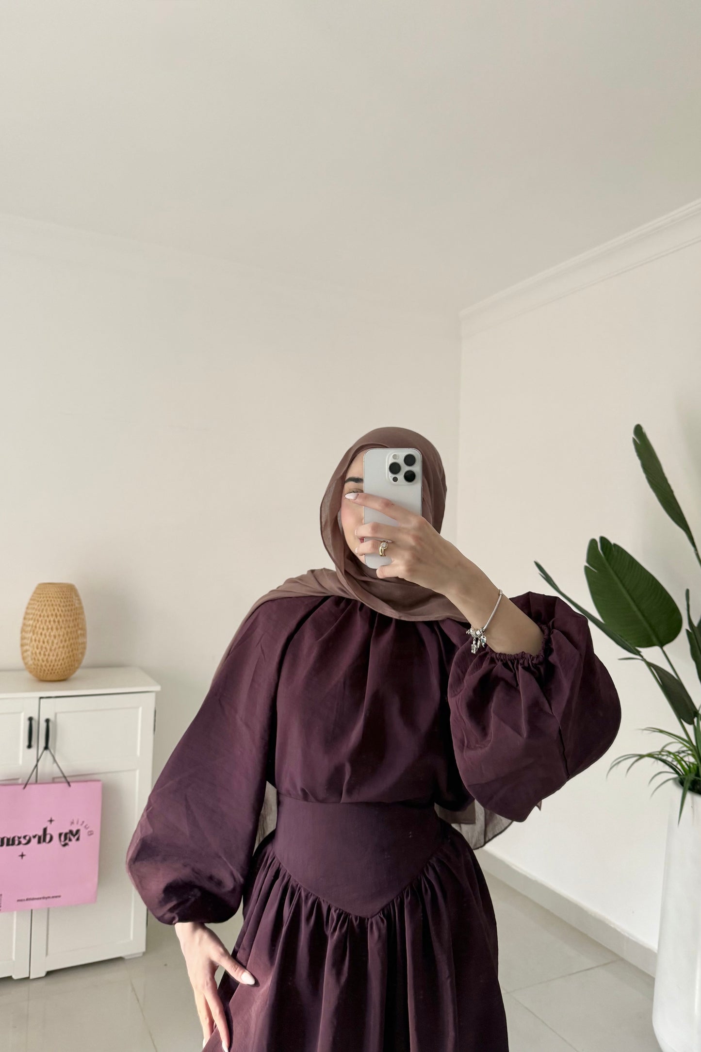 Lantern Sleeve Skirt Set- Burgundy
