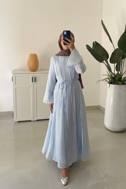 Belted Summer Dress-Blue
