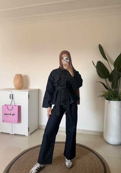 Denim Pants Set- Navy