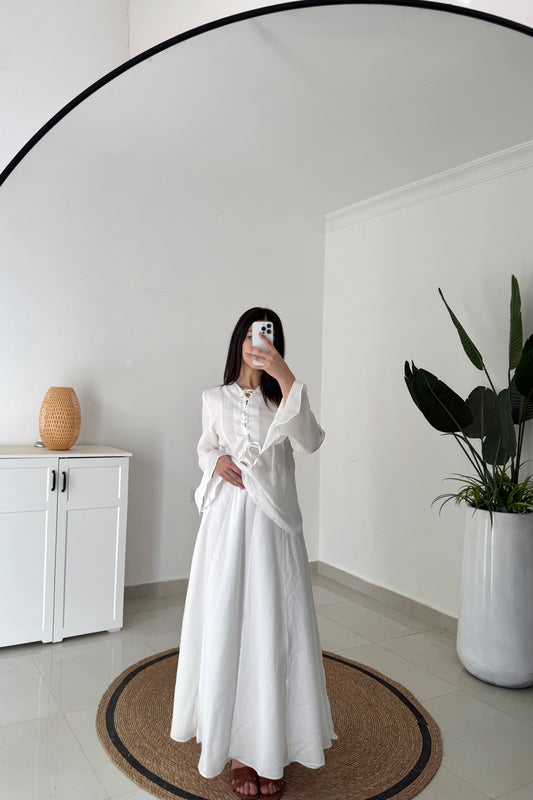 Nursoul Layered Skirt Set- White