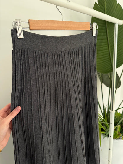 Pleated Triko Skirt-Gray