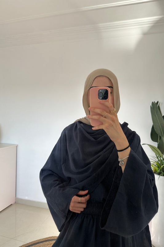 Scarf Top With Skirt-Navy Blue