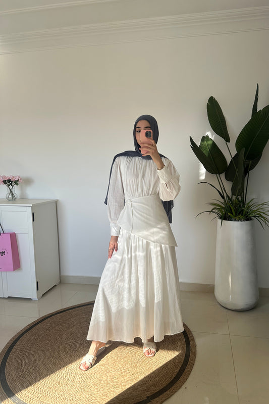 Maxi Dress With OverSkirt- White