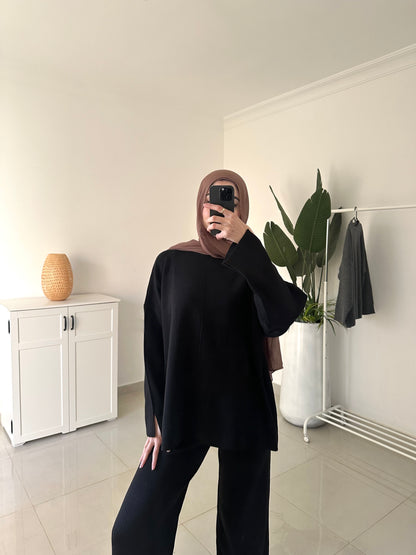 Oversized Triko Set- Black